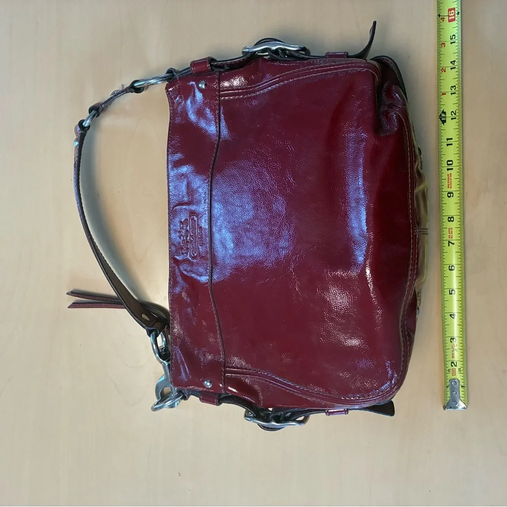 Coach Zoe Hobo Deep Red Leather Shoulder Bag - Picture 8 of 11